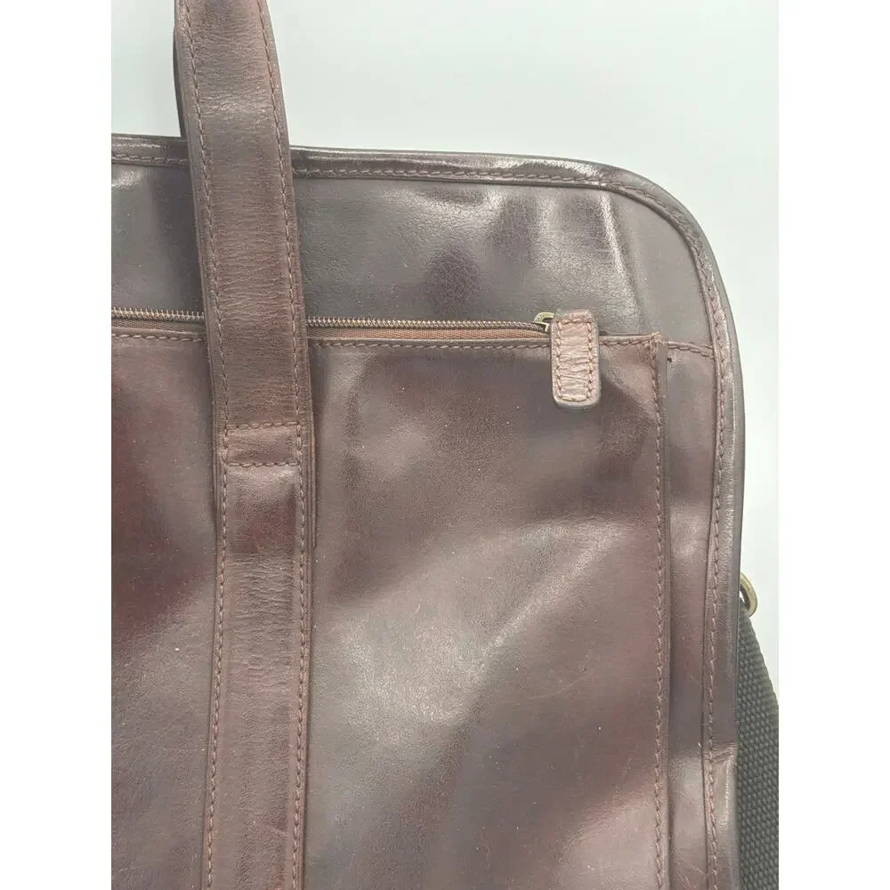 Vintage Burgundy Leather Briefcase Laptop Messenger Bag Organizer Crossbody